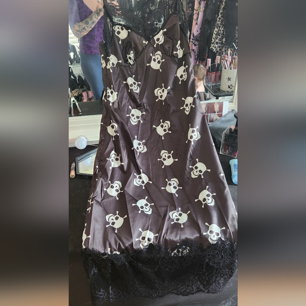 Skull print slip dress